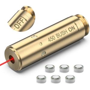 CVLIFE 5.56 223 Laser Bore Sight/350 LGND(9x43mm)/450 Bush Laser Bore Sight with ON/Off Switch and 2 Sets of Batteries, Red Laser Bore Sighter for Zeroing(450 BUSH)