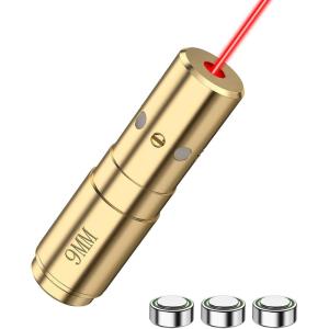 CVLIFE Bore Sight Laser 223 5.56mm/9mm/.243.308/12Gauge/7.62x39mm/.45acp Red Laser Bore Sighter with Batteries(9mm)