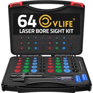 CVLIFE Bore Sight Laser Kit with 64 Adapters fit 0.17 to 12GA Calibers, Professional Green/Red Laser Boresighter for All Gun, Multiple Caliber Bore Laser Sighting for Rifle Pistol Handgun(Green Laser)