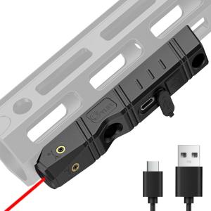 CVLIFE Laser Sight for Rifle, Red/IR/Green Laser Sight Compatible with M-Lok Rail Surface, Ultra Low-Profile Laser for Guns, Rechargeable M-Lok Rifle Laser with Strobe Function(Red Laser)