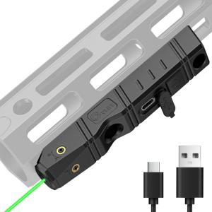 CVLIFE Laser Sight for Rifle, Red/IR/Green Laser Sight Compatible with M-Lok Rail Surface, Ultra Low-Profile Laser for Guns, Rechargeable M-Lok Rifle Laser with Strobe Function(Green Laser)