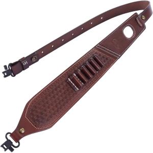 CVLIFE Leather Rifle Sling Two Point Sling Leather Gun Sling with Ammo Holder Adjustable Gun Strap Traditional Sling with Swivels(Brown)
