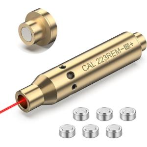 CVLIFE Magnetic Bore Sight Laser for 9mm/ 223 5.56mm, Chamber-Sized Red Laser Bore Sighter with 6 Batteries, Magnetic Back Cap for Chamber Removal