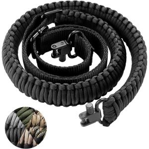 CVLIFE Rifle Sling Strap 550 Paracord 2 Point Sling with Tri-Lock Swivel for Hunting and Outdoor(Black)