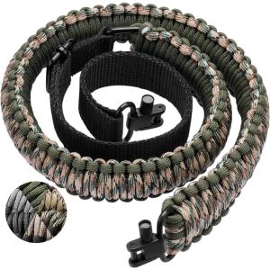 CVLIFE Rifle Sling Strap 550 Paracord 2 Point Sling with Tri-Lock Swivel for Hunting and Outdoor(Camo)