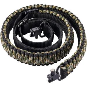 CVLIFE Rifle Sling Strap 550 Paracord 2 Point Sling with Tri-Lock Swivel for Hunting and Outdoor(Camo Green)