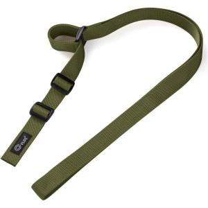 CVLIFE Rifle Sling with Quick Adjust Loop 1.25″ Wide Tube Webbing Two Point Sling for Outdoor Sports Black(Green)