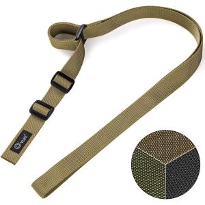 CVLIFE Rifle Sling with Quick Adjust Loop 1.25″ Wide Tube Webbing Two Point Sling for Outdoor Sports Black(Khaki)