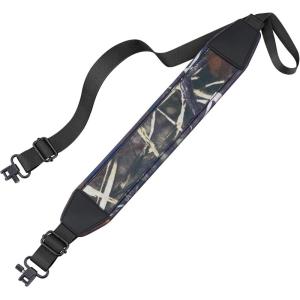 CVLIFE Two Point Sling Rifle Sling with Wide Neoprene Padded, Padded Sling with Metal Swivels, Thumb Loop, Length Adjustable for Outdoors(Black Camo)