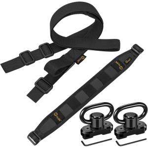 CVLIFE Two Point Sling Upgrade Wide Padded Sling with Removable Sling Swivels Quick Adjust Traditional Sling Length Adjustable for Outdoor Activities(Black)