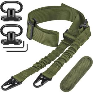 CVLIFE Two Point Sling with Removable Shoulder Pad Rifle Sling Adjustable Length Traditional Gun Sling with 2 Pack Swivels(Green)