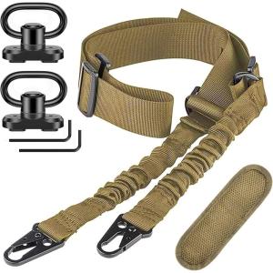 CVLIFE Two Point Sling with Removable Shoulder Pad Rifle Sling Adjustable Length Traditional Gun Sling with 2 Pack Swivels(Khaki)