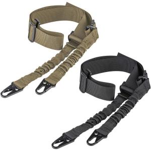 CVLIFE Two Points Sling with Length Adjuster Traditional Sling with Metal Hook for Outdoors 2 Pack(Black & Khaki)