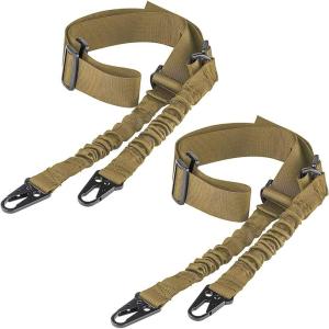 CVLIFE Two Points Sling with Length Adjuster Traditional Sling with Metal Hook for Outdoors 2 Pack(Khaki)