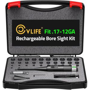 CVLIFE Upgraded Rechargeable Bore Sight Laser with 32 Adapter Kit, Professional Green/Red Laser Bore Sight Fits .17 to 12GA Calibers