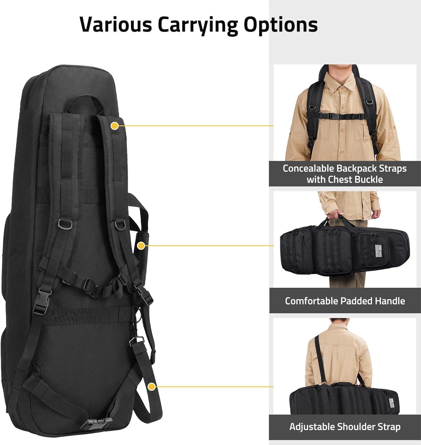 image:image36 Soft Rifle Case Rifle Bag Double Rifle Backpack Long Gun Bag Gun Case with Lockable Zipper and Molle System for Hunting Shooting Black