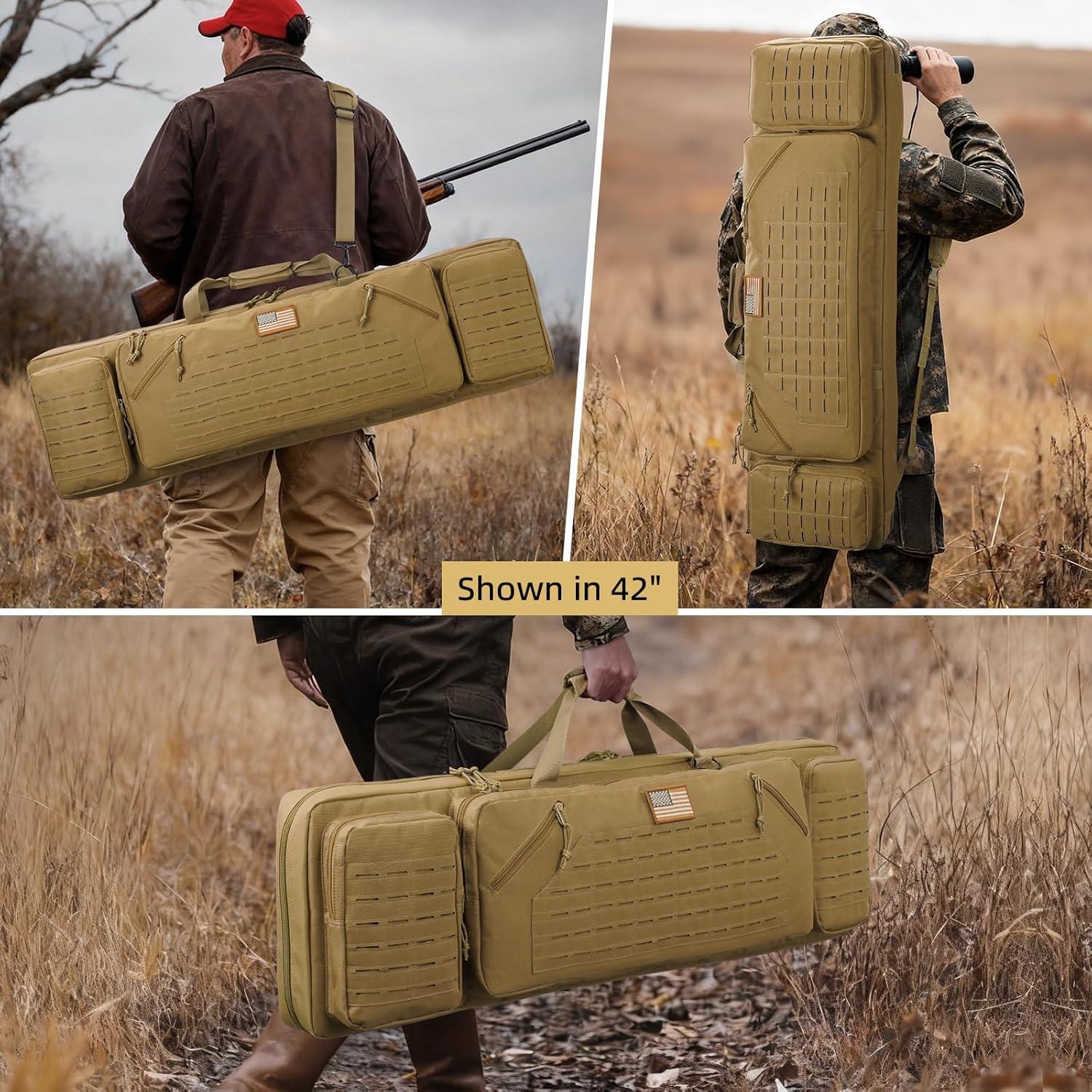 image:image42 Soft Rifle Case Rifle Bag Double Long Gun Bag Gun Case Rifle Backpack with Backpack Strap Lockable Zipper Crossbody Strap for Outdoor Hunting Shooting Flat Dark Earth