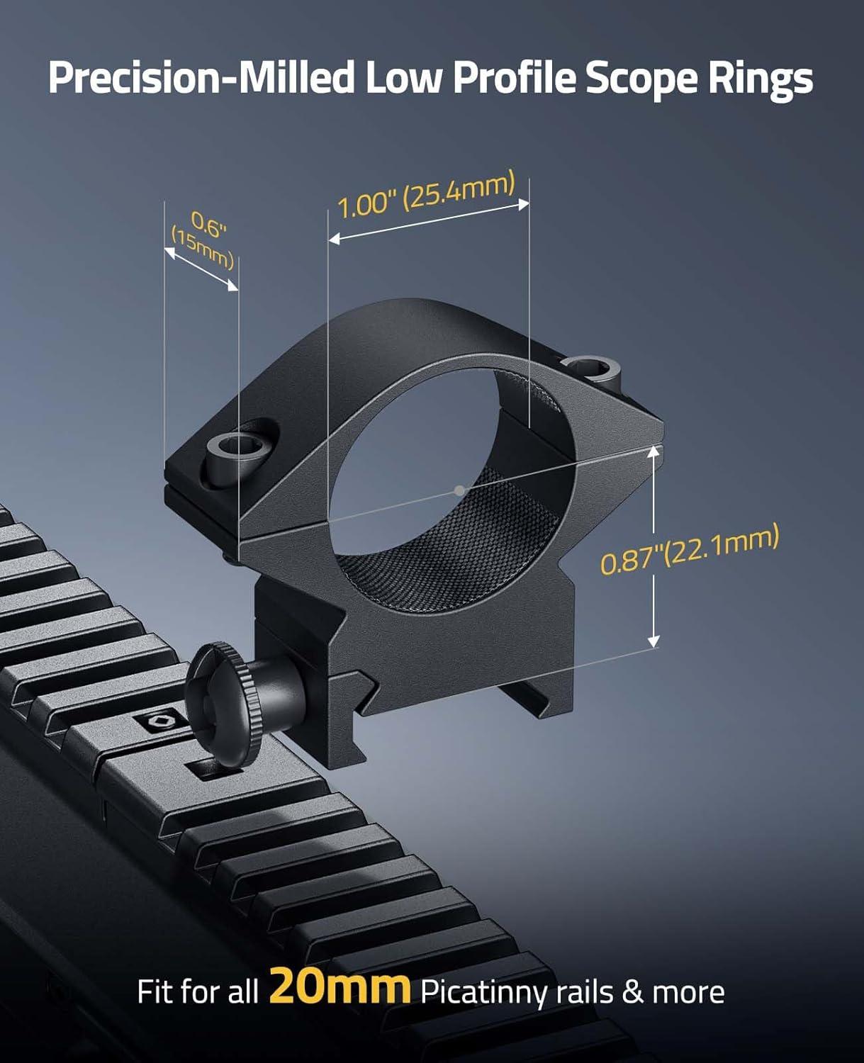 image:imageCVLIFE 1 Inch Scope Rings Scope Mount for Dovetail and Picatinny Rails 2 PiecesBlack