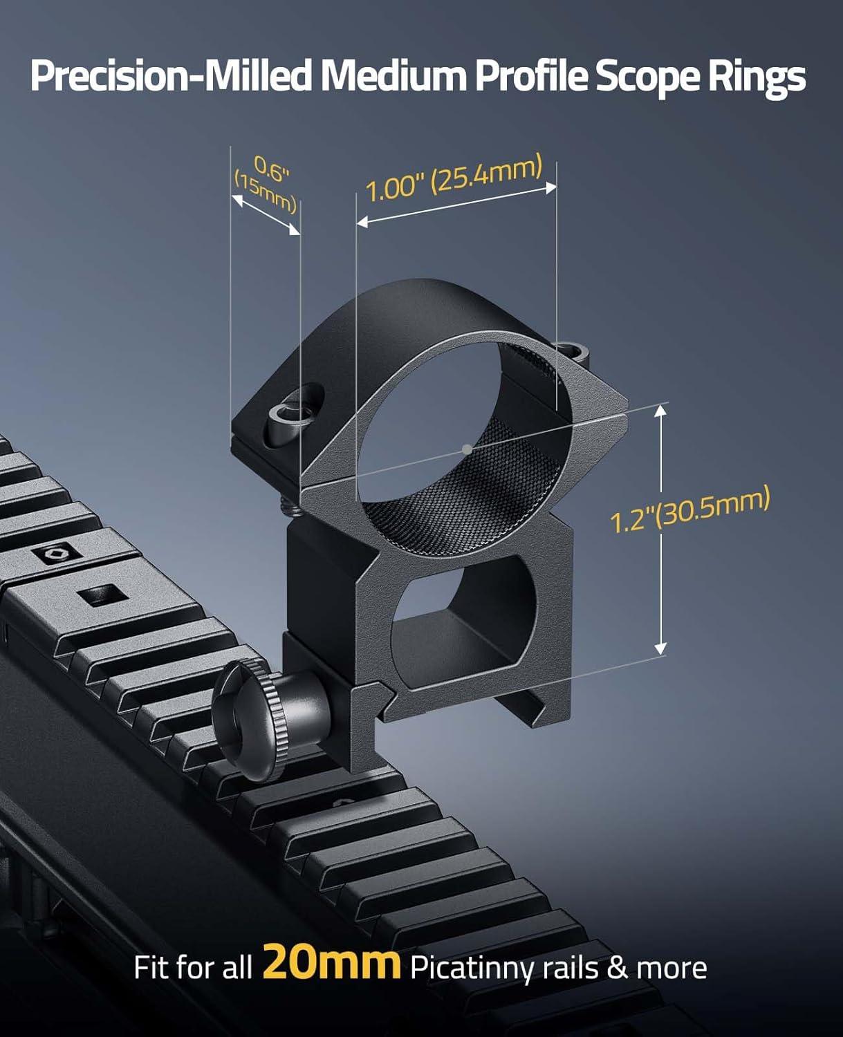 image:imageCVLIFE 1 Inch Scope Rings Scope Mount for Dovetail and Picatinny Rails 2 PiecesBlack