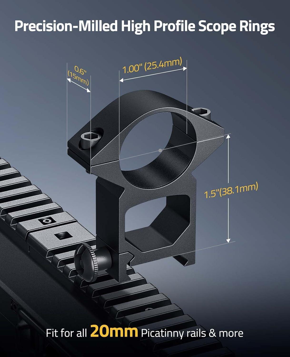 image:imageCVLIFE 1 Inch Scope Rings Scope Mount for Dovetail and Picatinny Rails 2 PiecesBlack