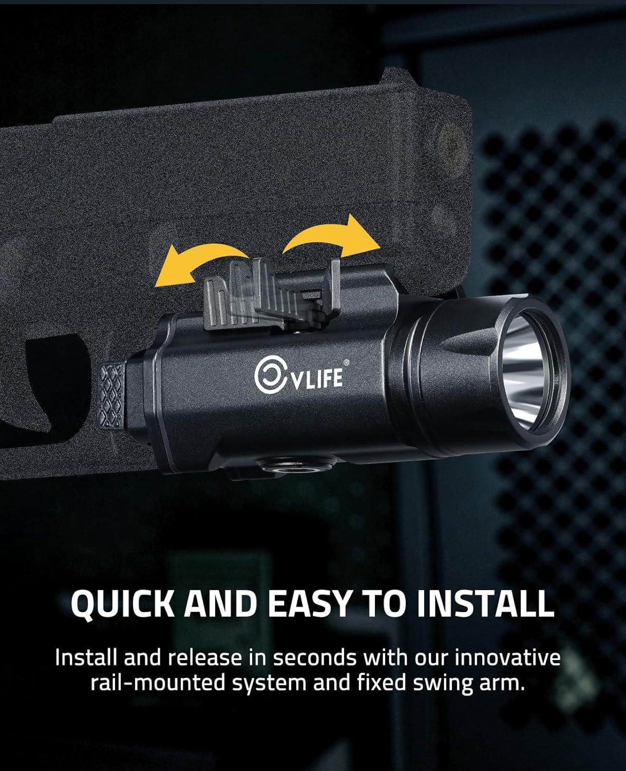 image:imageCVLIFE 1500 Lumens Laser Light Combo for Pistol Strobe amp Memory Function for Green Laser Light Combo and Picatinny Flashlight with Adjustable Rail Magnetic Rechargeable Pistol FlashlightGreen Laser Light Combo