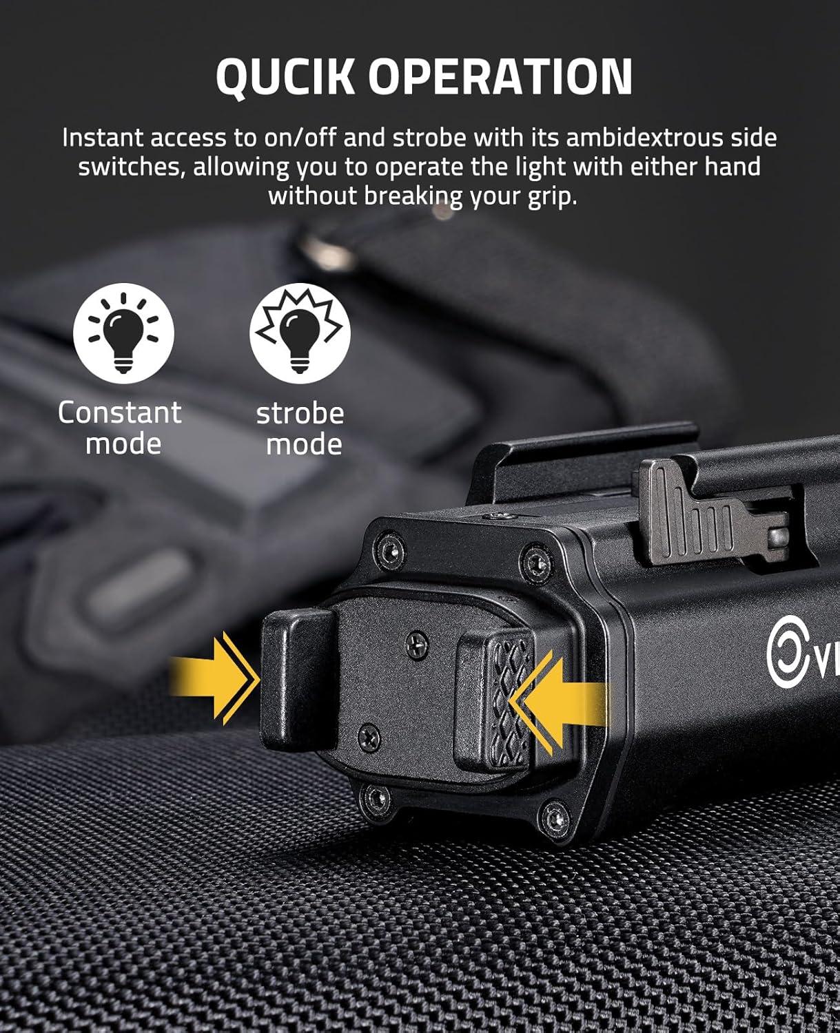 image:imageCVLIFE 1500 Lumens Laser Light Combo for Pistol Strobe amp Memory Function for Green Laser Light Combo and Picatinny Flashlight with Adjustable Rail Magnetic Rechargeable Pistol FlashlightWhite LED Light