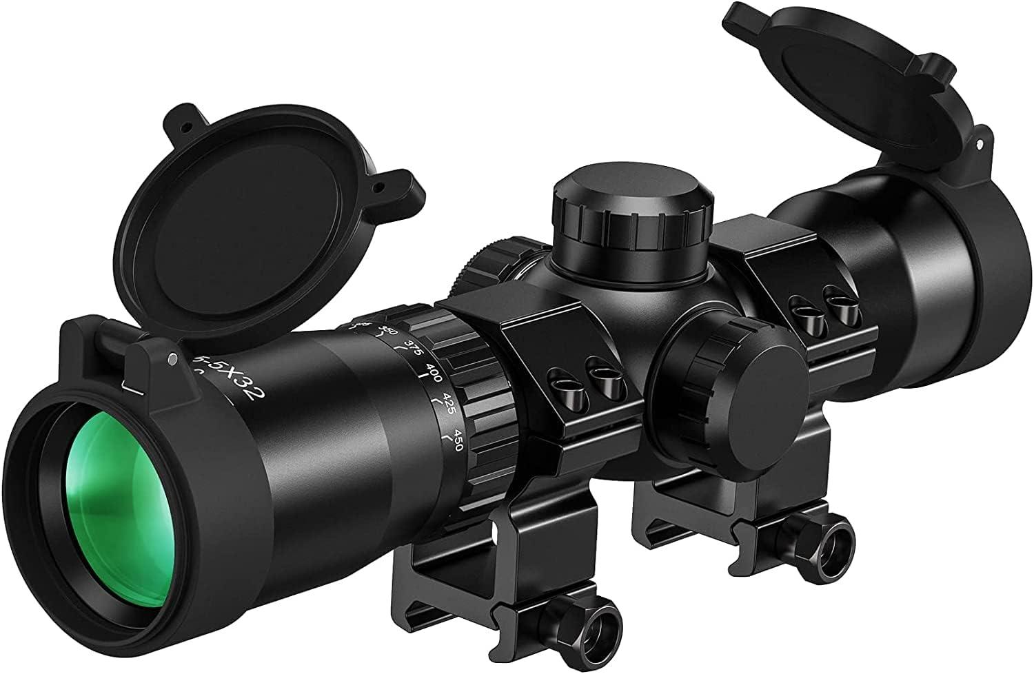 image:imageCVLIFE 155x32 Crossbow Scope 20100 Yards Etched Glass Ballistic Reticle Red Green Illuminated Crossbow Scope for Hunting with 20mm Scope RingsBlack