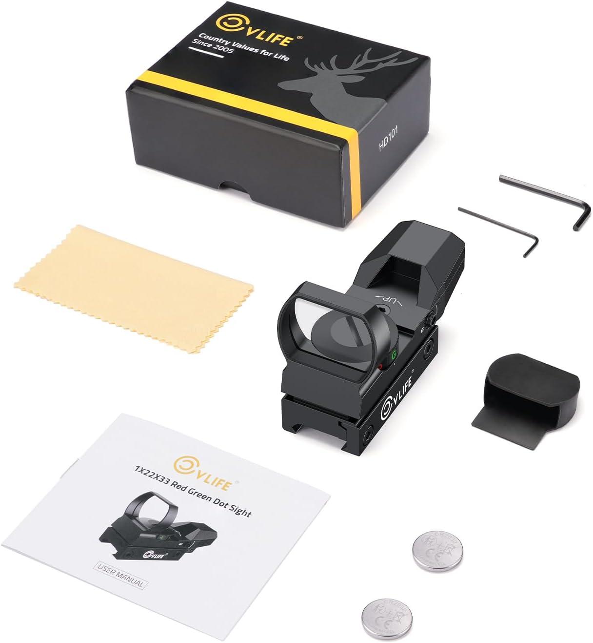 image:imageCVLIFE 1X22X33 Red Green Dot Gun Sight Scope Reflex Sight with 20mm RailBlack