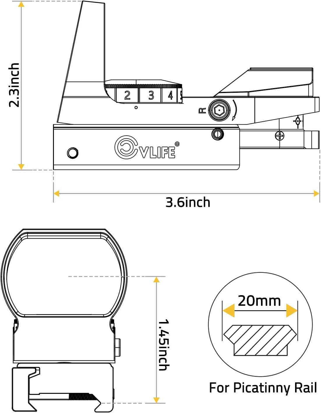 image:imageCVLIFE 1X22X33 Red Green Dot Gun Sight Scope Reflex Sight with 20mm RailCamouflage