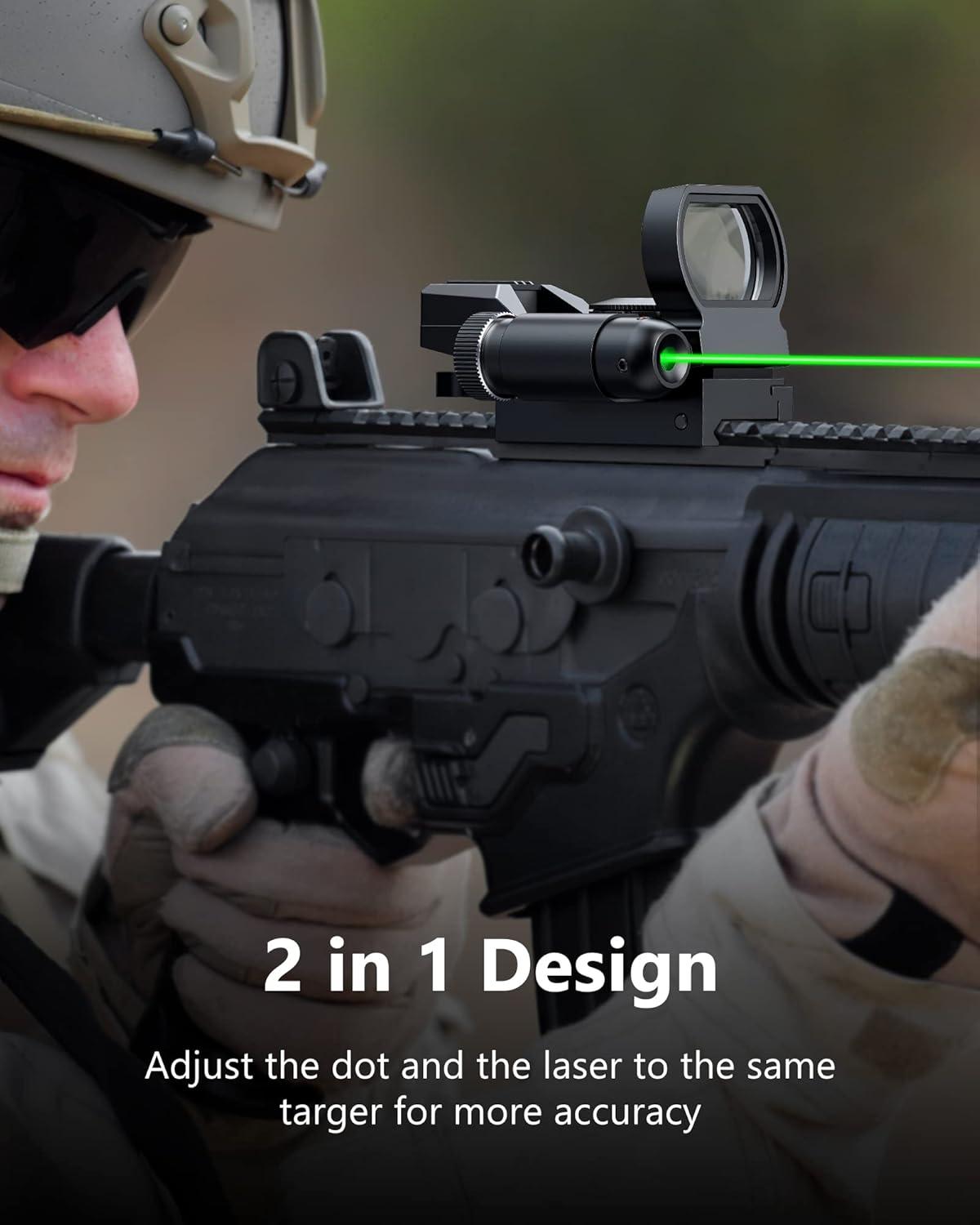 image:imageCVLIFE 1X22X33 Reflex Sight Red Dot Sight Red Green 4 Reticle Optics with Green Laser and Pressure Pad Switch for 20mm Rail