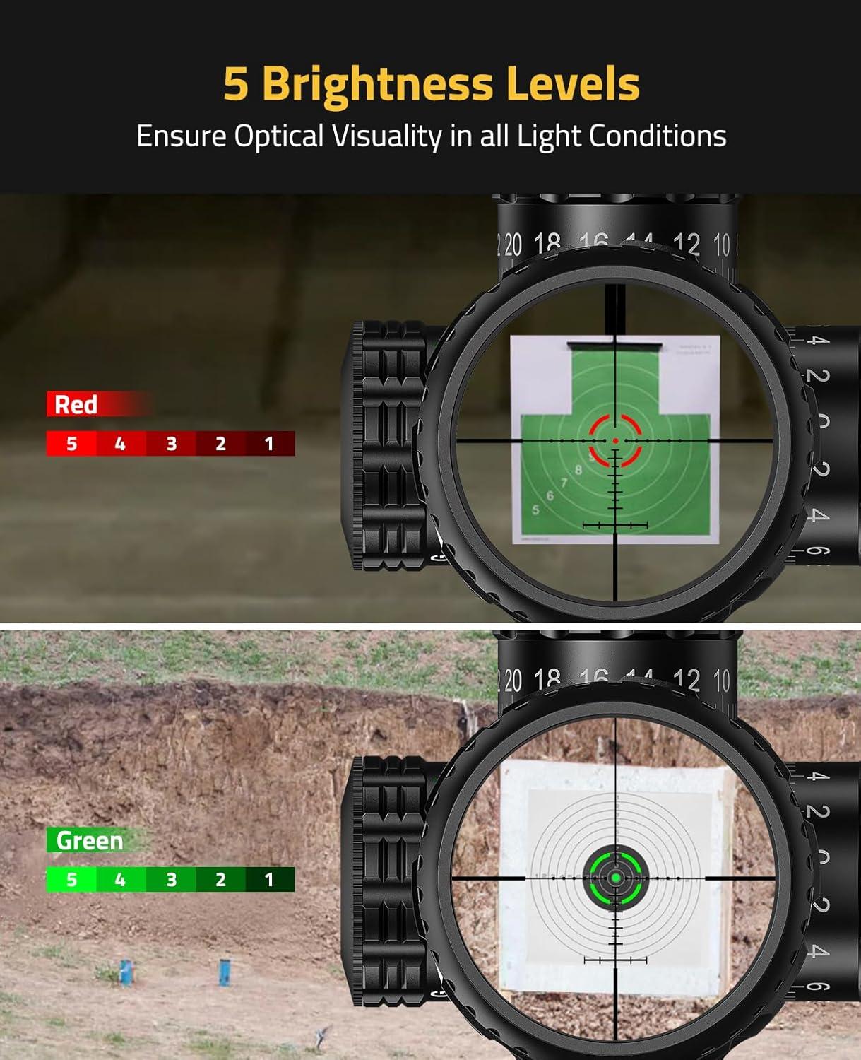 image:imageCVLIFE 210x32 MPVO AO Rifle Scope with Locking Turret 5 Levels Red amp Green Illumination Reticle Parallax Adjustment Second Focal Plane Scopes with 30mm Offset Scope Mount210x32