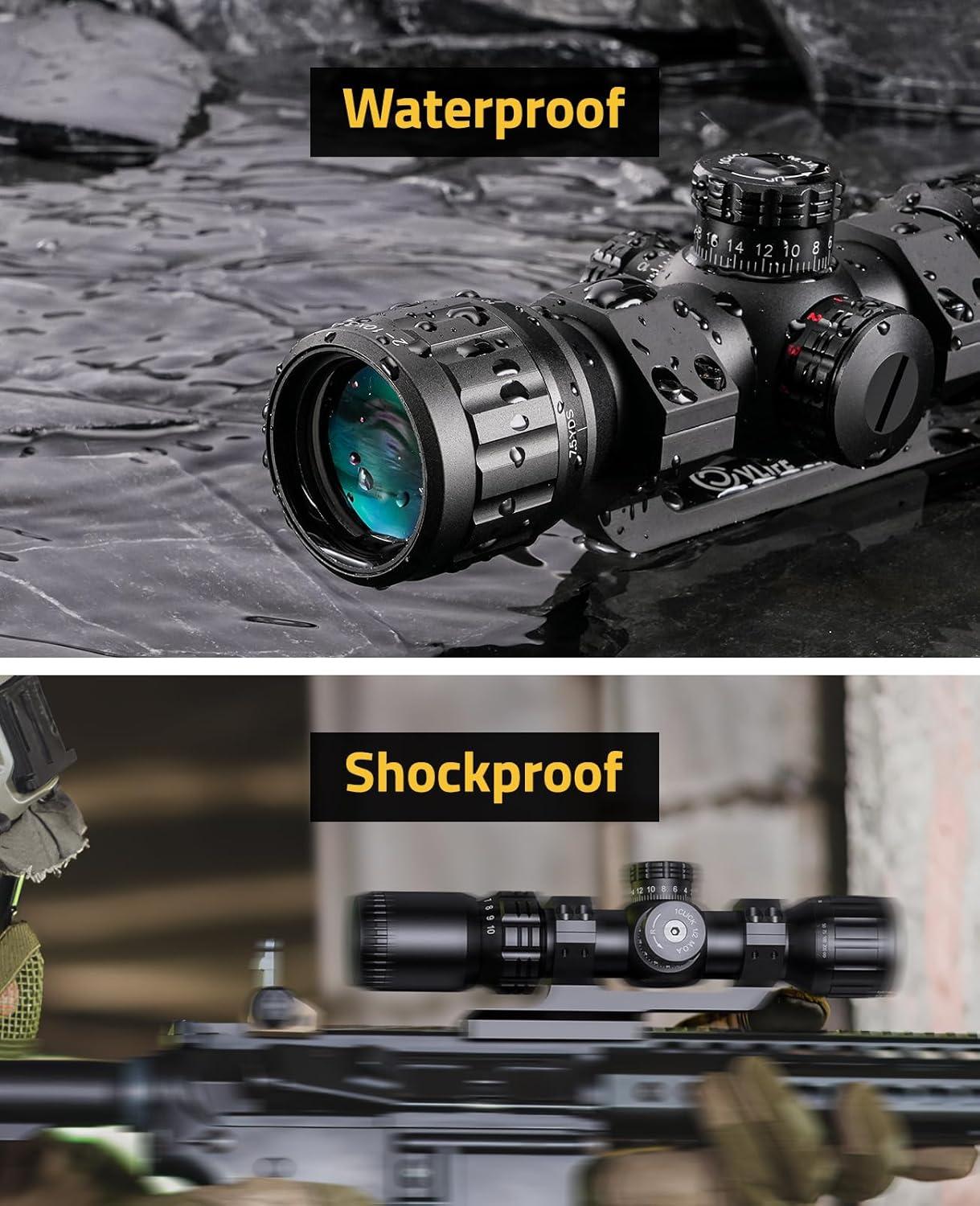 image:imageCVLIFE 210x32 MPVO AO Rifle Scope with Locking Turret 5 Levels Red amp Green Illumination Reticle Parallax Adjustment Second Focal Plane Scopes with 30mm Offset Scope Mount210x32