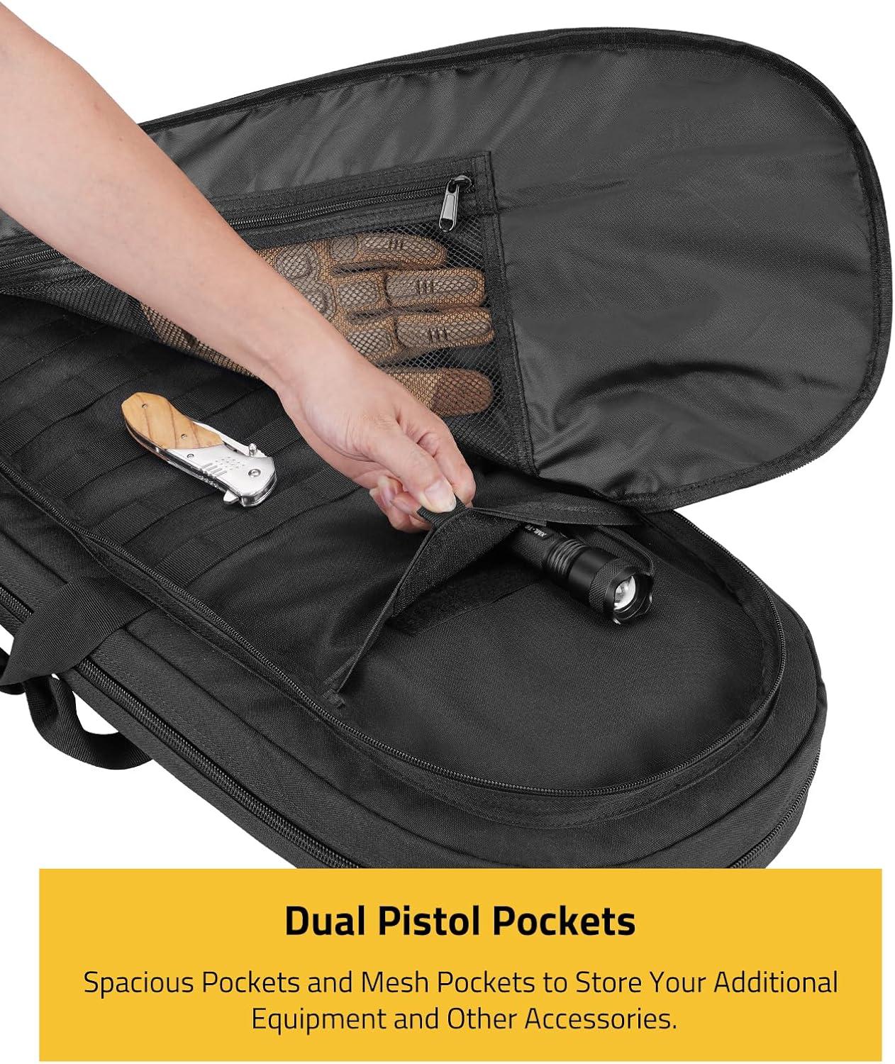 image:imageCVLIFE 30 Soft Rifle Case Rifle Bag Sling Backpack Bag with Padded Shoulder Strap and Lockable Zippers Molle System for Hunting and ShootingBlack