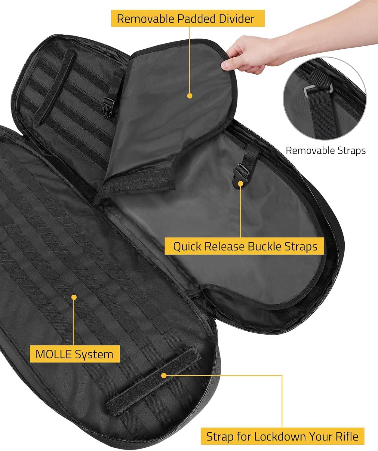 image:imageCVLIFE 30 Soft Rifle Case Rifle Bag Sling Backpack Bag with Padded Shoulder Strap and Lockable Zippers Molle System for Hunting and ShootingBlack