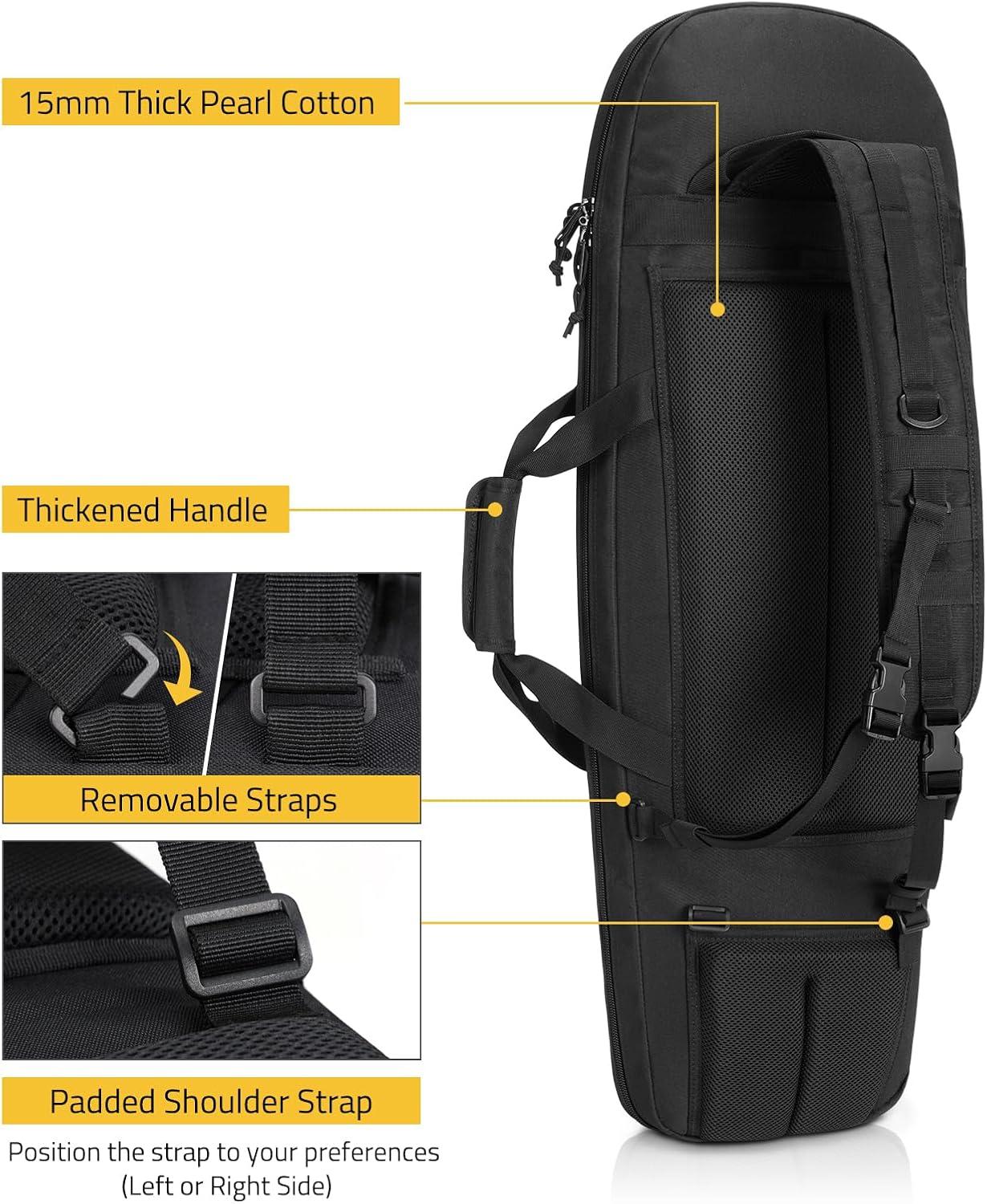 image:imageCVLIFE 30 Soft Rifle Case Rifle Bag Sling Backpack Bag with Padded Shoulder Strap and Lockable Zippers Molle System for Hunting and ShootingBlack