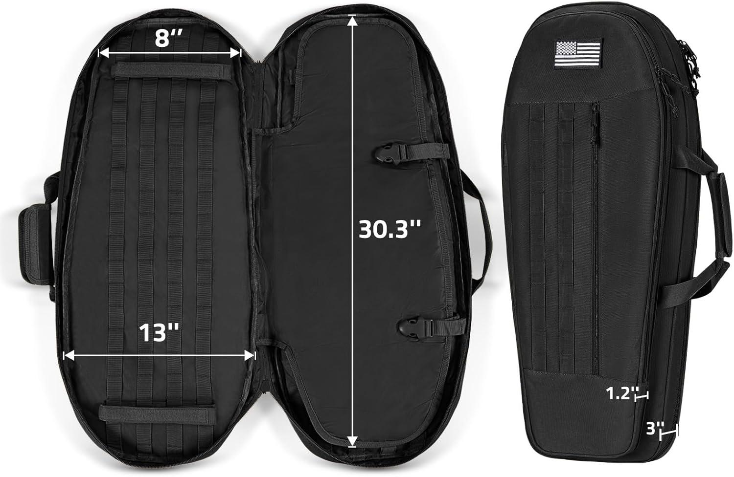 image:imageCVLIFE 30 Soft Rifle Case Rifle Bag Sling Backpack Bag with Padded Shoulder Strap and Lockable Zippers Molle System for Hunting and ShootingBlack