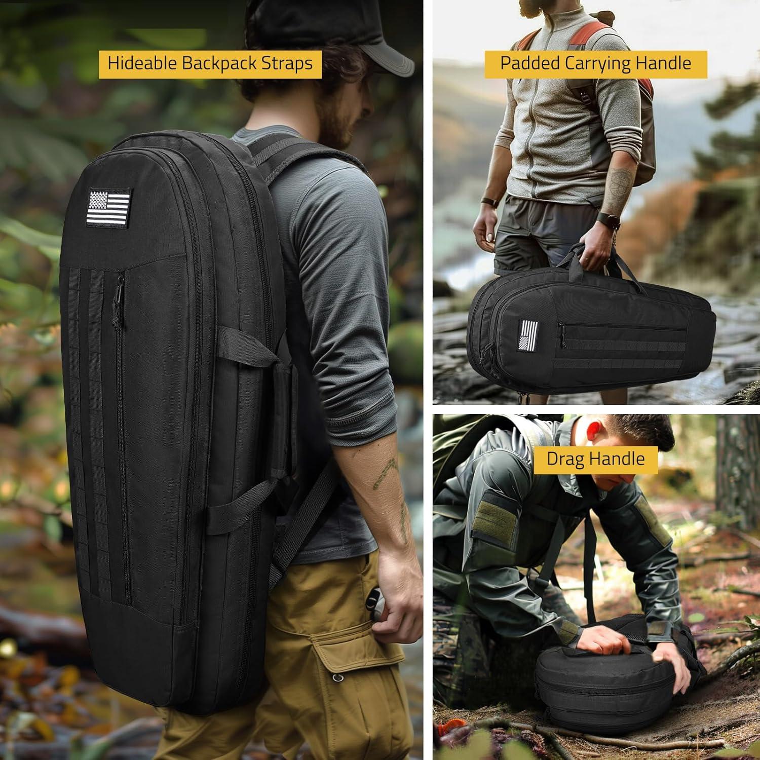image:imageCVLIFE 30 Soft Rifle Case Rifle Bag Sling Backpack Bag with Padded Shoulder Strap and Lockable Zippers Molle System for Hunting and ShootingBlack