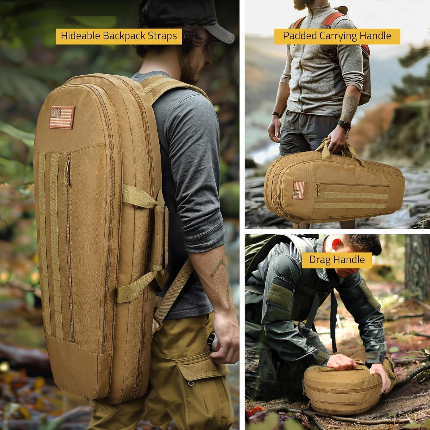 image:imageCVLIFE 30 Soft Rifle Case Rifle Bag Sling Backpack Bag with Padded Shoulder Strap and Lockable Zippers Molle System for Hunting and ShootingFlat Dark Earth