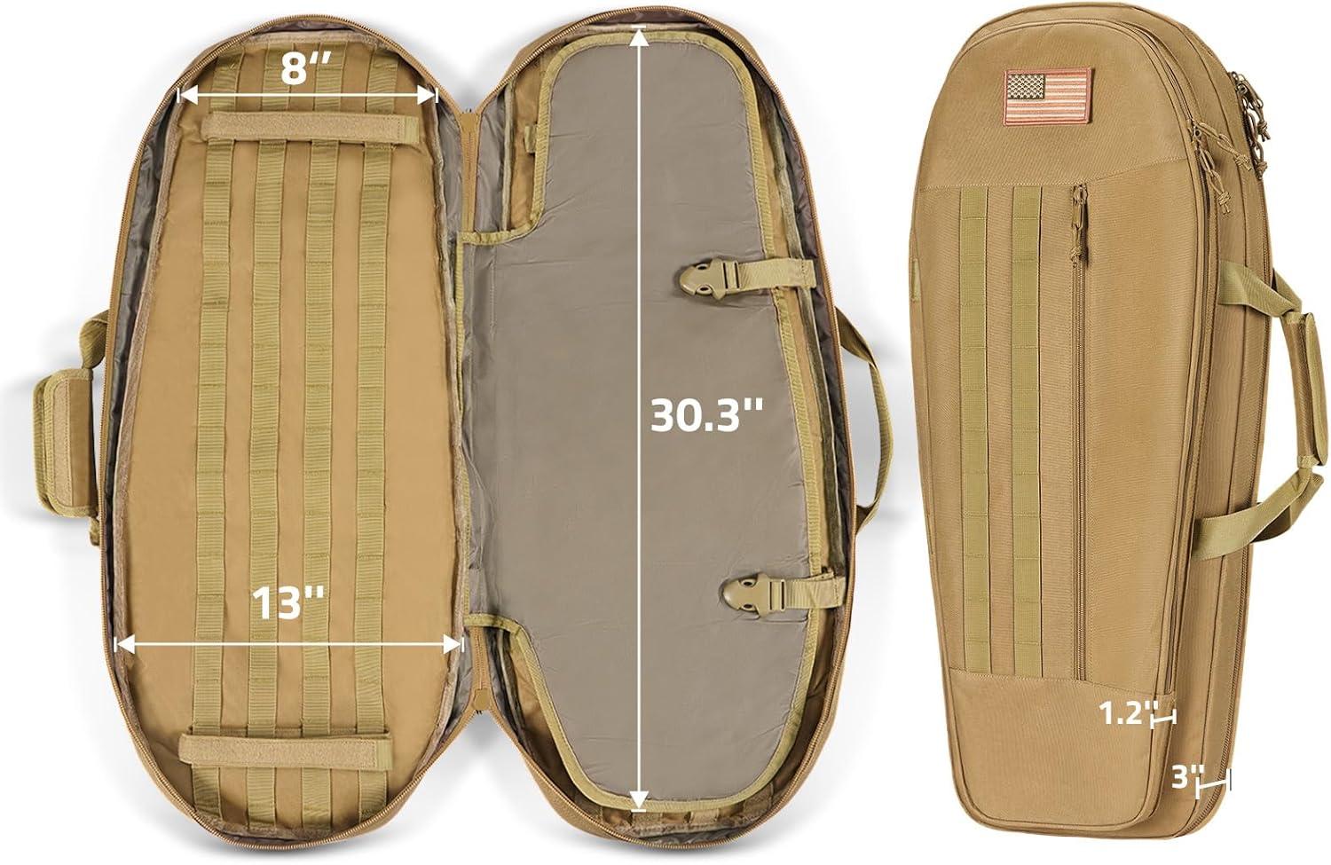 image:imageCVLIFE 30 Soft Rifle Case Rifle Bag Sling Backpack Bag with Padded Shoulder Strap and Lockable Zippers Molle System for Hunting and ShootingFlat Dark Earth