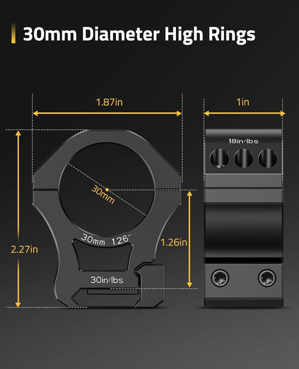 image:imageCVLIFE 30mm Scope Rings Mount 7075 Aluminum Compatible with Picatinny Rails and More 2 PiecesHigh