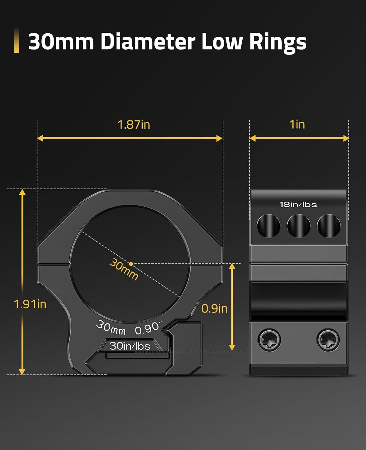 image:imageCVLIFE 30mm Scope Rings Mount 7075 Aluminum Compatible with Picatinny Rails and More 2 PiecesLow