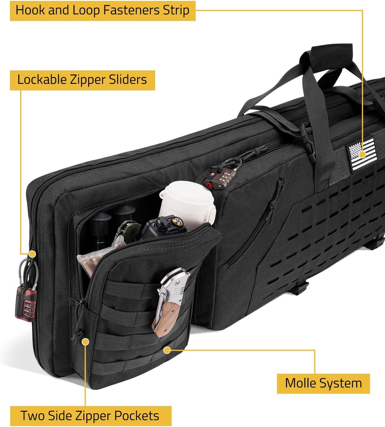 image:imageCVLIFE 36 42 46 Soft Rifle Case Double Long Gun Bagwith Lockable Zipper and Backpack StrapRifle Backpack Rifle Bag Gun Case for Outdoor Hunting Shooting RangeBlack
