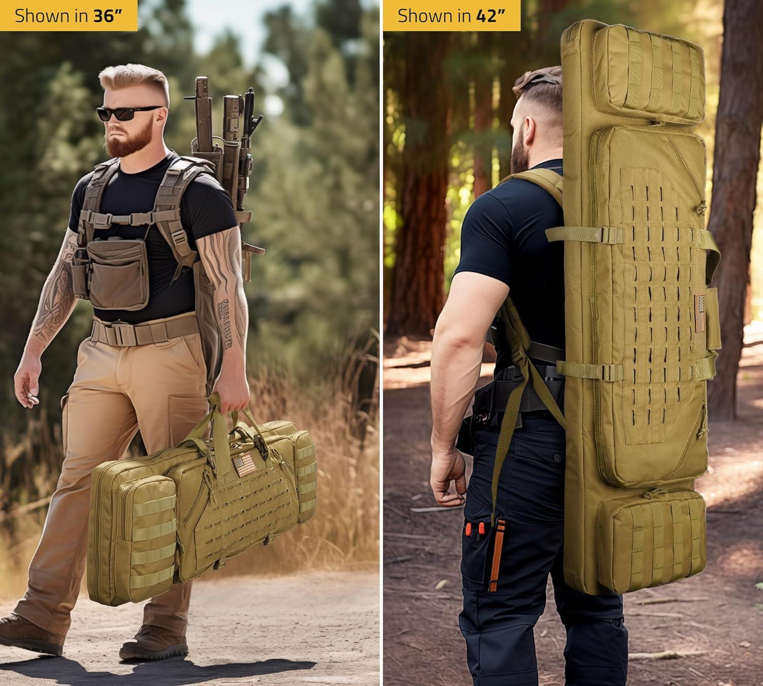image:imageCVLIFE 36 42 46 Soft Rifle Case Double Long Gun Bagwith Lockable Zipper and Backpack StrapRifle Backpack Rifle Bag Gun Case for Outdoor Hunting Shooting RangeFlat Dark Earth