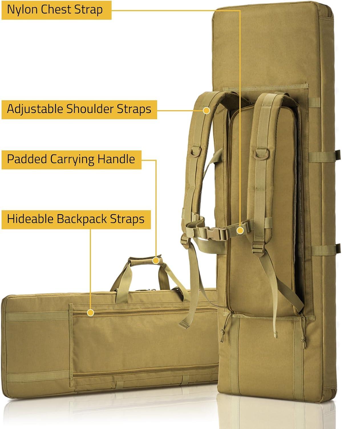 image:imageCVLIFE 36 42 46 Soft Rifle Case Double Long Gun Bagwith Lockable Zipper and Backpack StrapRifle Backpack Rifle Bag Gun Case for Outdoor Hunting Shooting RangeFlat Dark Earth