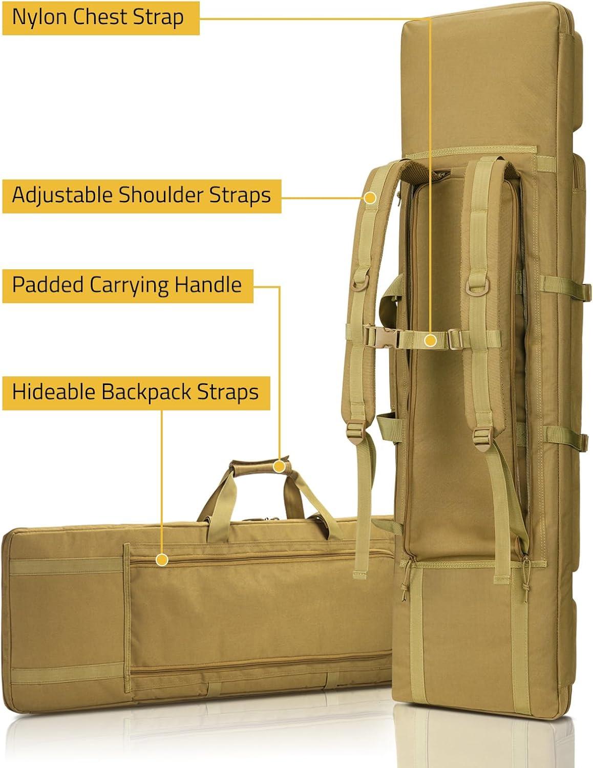 image:imageCVLIFE 36 42 46 Soft Rifle Case Double Long Gun Bagwith Lockable Zipper and Backpack StrapRifle Backpack Rifle Bag Gun Case for Outdoor Hunting Shooting RangeFlat Dark Earth