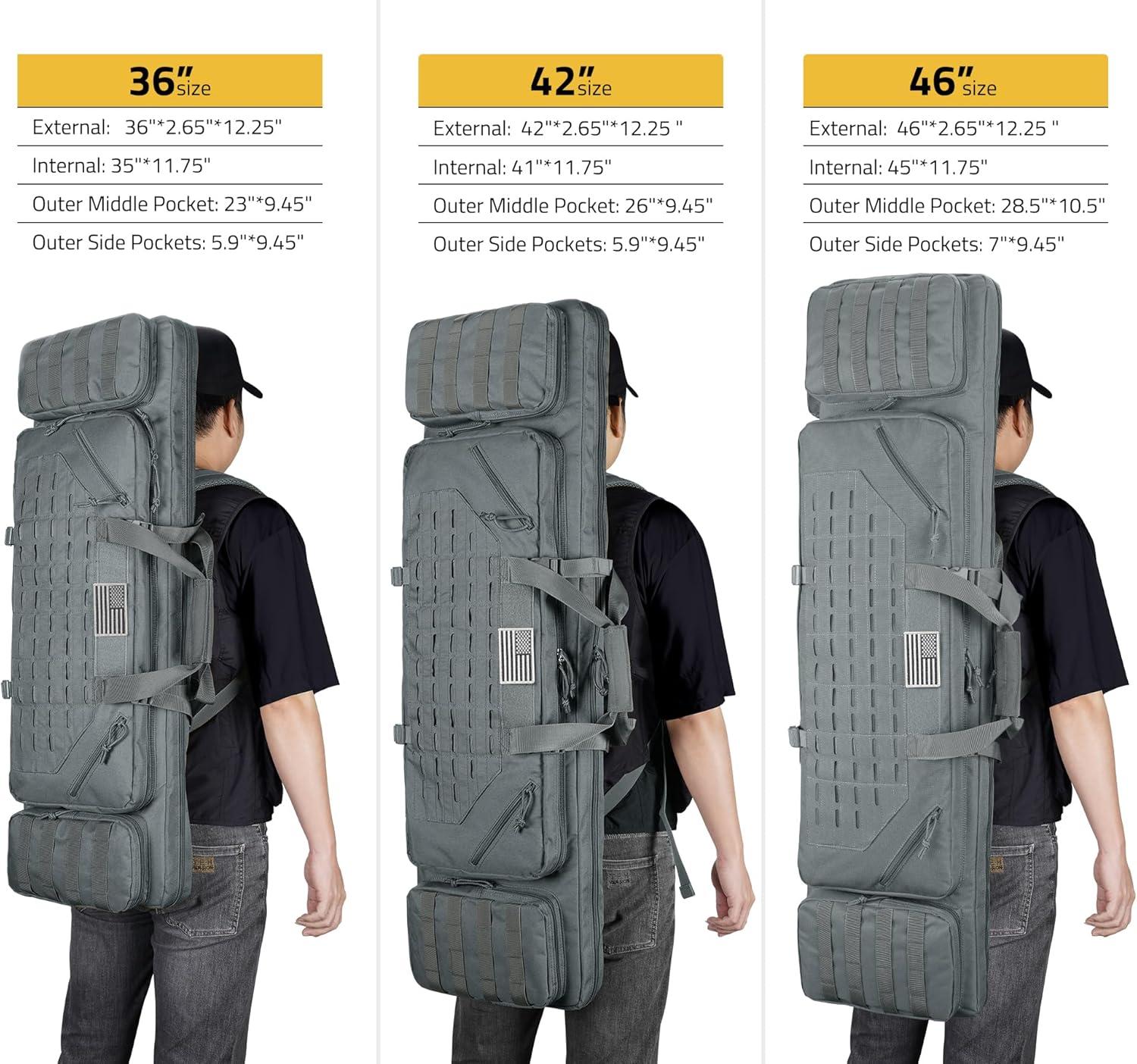 image:imageCVLIFE 36 42 46 Soft Rifle Case Double Long Gun Bagwith Lockable Zipper and Backpack StrapRifle Backpack Rifle Bag Gun Case for Outdoor Hunting Shooting RangeGray