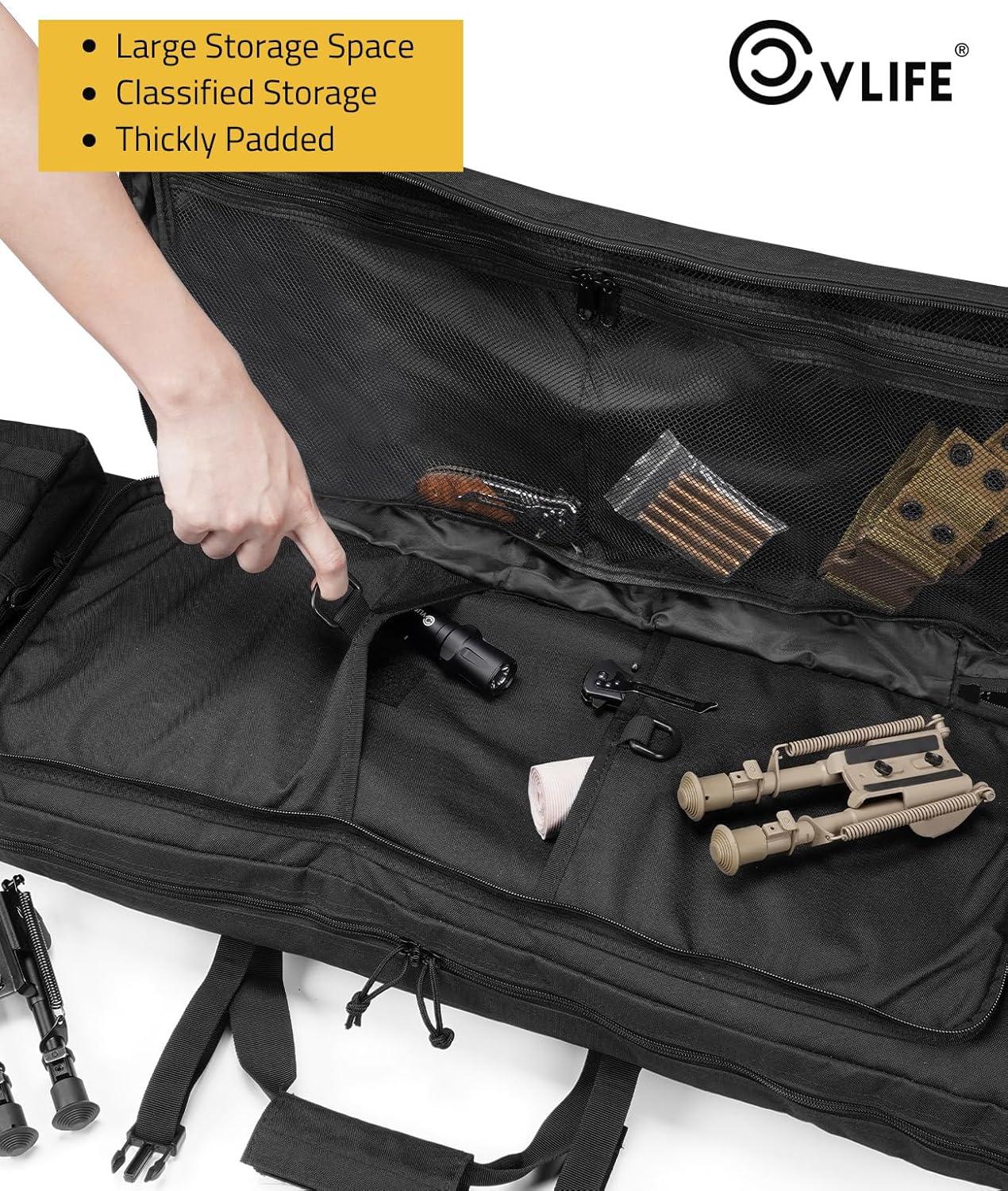 image:imageCVLIFE 36 42 46 Soft Rifle Case Double Long Gun Bagwith Lockable Zipper and Backpack StrapRifle Backpack Rifle Bag Gun Case for Outdoor Hunting Shooting RangeBlack