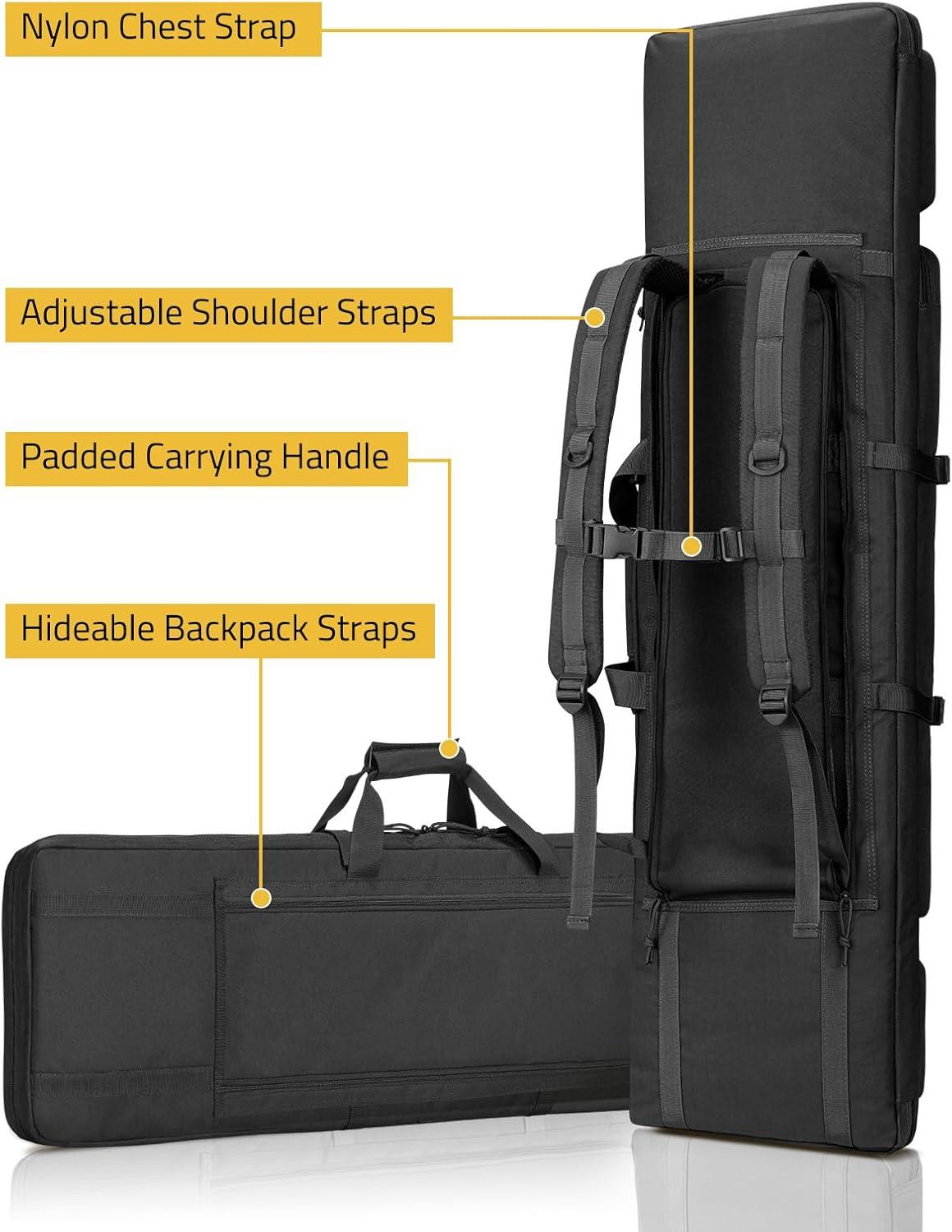 image:imageCVLIFE 36 42 46 Soft Rifle Case Double Long Gun Bagwith Lockable Zipper and Backpack StrapRifle Backpack Rifle Bag Gun Case for Outdoor Hunting Shooting RangeBlack