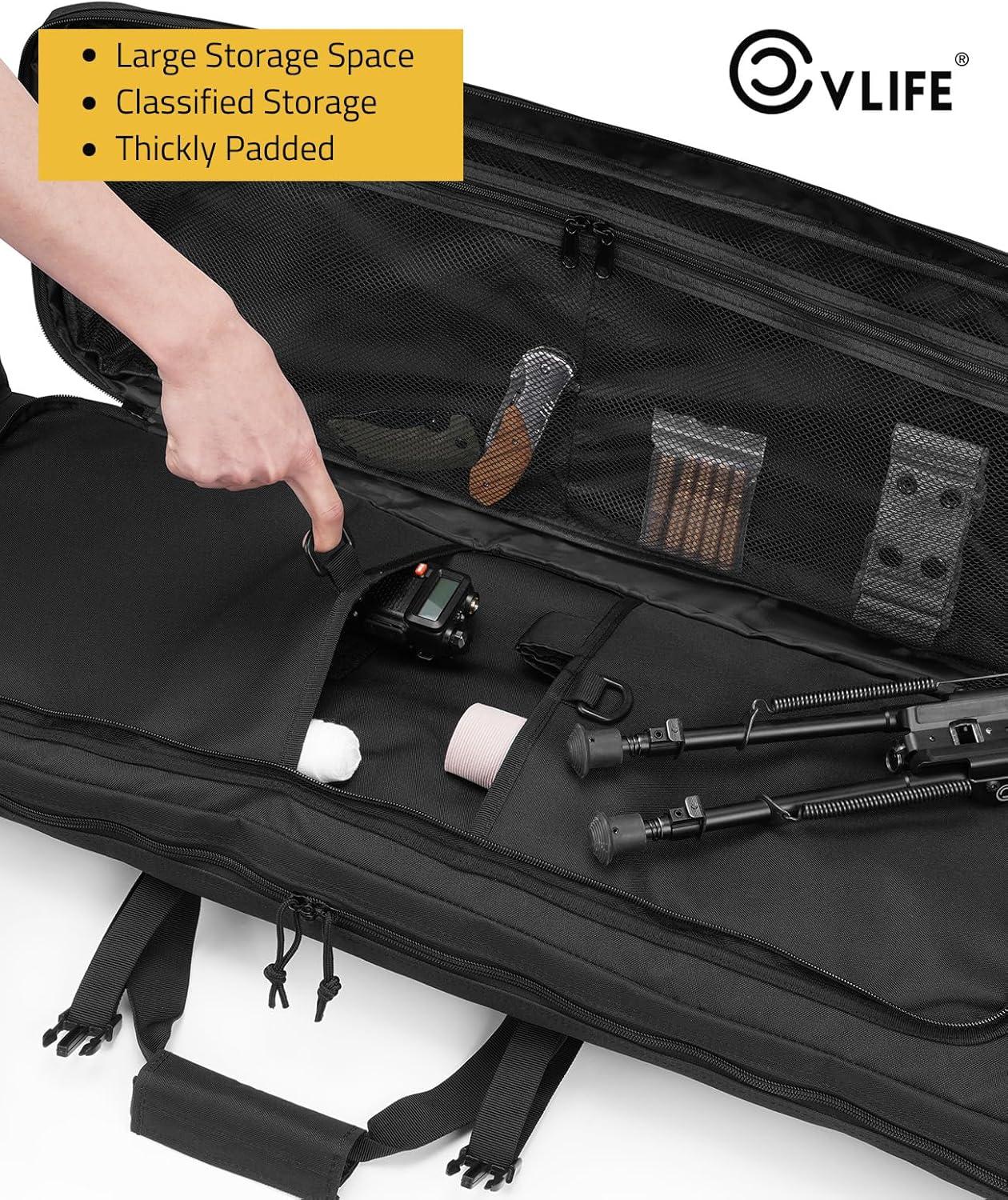 image:imageCVLIFE 36 42 46 Soft Rifle Case Double Long Gun Bagwith Lockable Zipper and Backpack StrapRifle Backpack Rifle Bag Gun Case for Outdoor Hunting Shooting RangeBlack