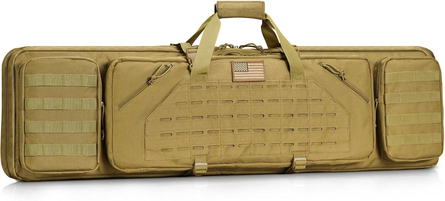 image:imageCVLIFE 36 42 46 Soft Rifle Case Double Long Gun Bagwith Lockable Zipper and Backpack StrapRifle Backpack Rifle Bag Gun Case for Outdoor Hunting Shooting RangeFlat Dark Earth
